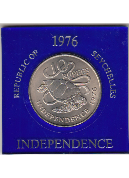 SEYCHELLES Set con moneta Commemorativa da 10 Rupees 1976